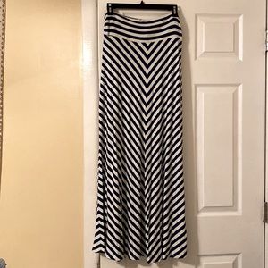 Merona Skirt Maxi Blue White Strip SZ L